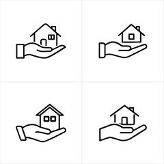 Hand Holding House icon set