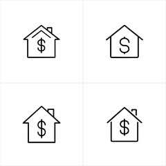 House with Dollar Sign Property Value & Investment icon set