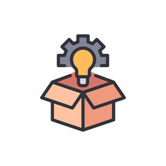 Unleashing Innovation Lightbulb And Cogwheel Emerging From Box Concept