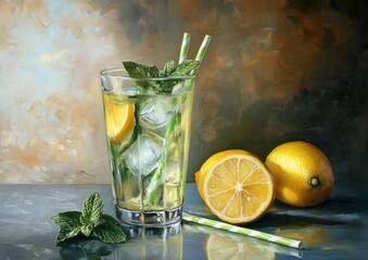 Refreshing Homemade Lemonade with Mint – Summer Drink in Mason Jar