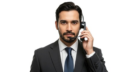 Fototapeta premium Man with Headset Talking, Call Center Agent
