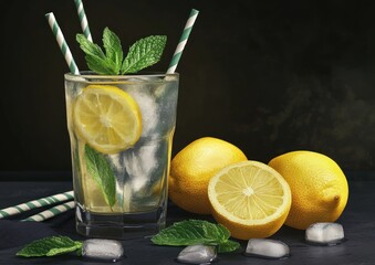 Refreshing Homemade Lemonade with Mint – Summer Drink in Mason Jar