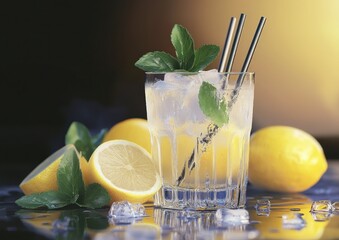 Refreshing Homemade Lemonade with Mint – Summer Drink in Mason Jar