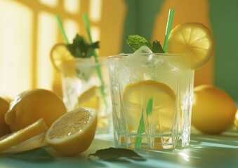 Refreshing Homemade Lemonade with Mint – Summer Drink in Mason Jar