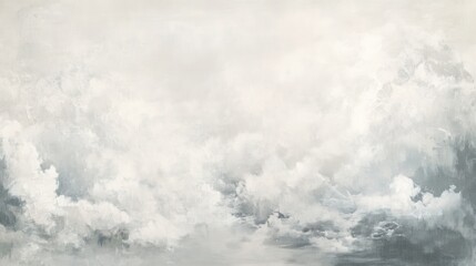 Artistic painting of a vast cloudy sky with a distant airplane