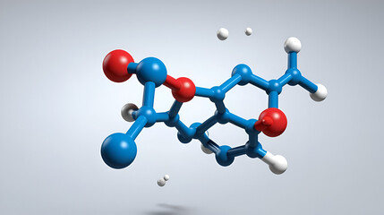 Zidovudine scientific molecular model, 3D rendering