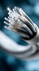 Close-up of fiber optic cable