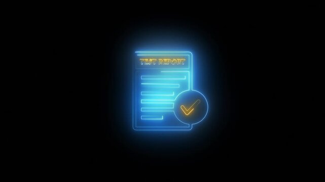glowing line test report icon animation. lab result