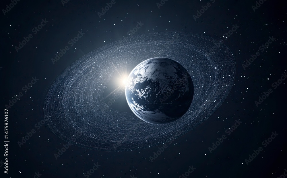 Canvas Prints 3d rendering of the earth in space with the sun and stars behind it. elements of the planet earth, a