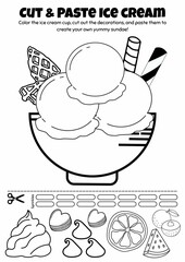 Summer Ice Cream Cut and Paste Craft for Kids | Fun Coloring Activity | Decorate Your Own Ice Cream Template | Summer Art Project

