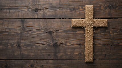 cross on wooden background