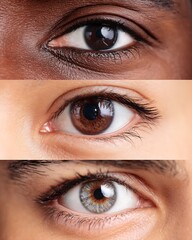 Fototapeta premium Diverse set of human eyes showcasing various ethnicities and healthy eyelashes.
