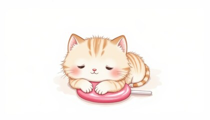 Obraz premium Playful pink paradise, adorable kitten explores a world of fun with vibrant toy