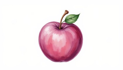 Juicy red apple with green leaf, a symbol of freshness and healthy eating fresh