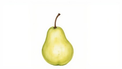 Closeup of a ripe pear on bright white background, study in simplicity and freshness