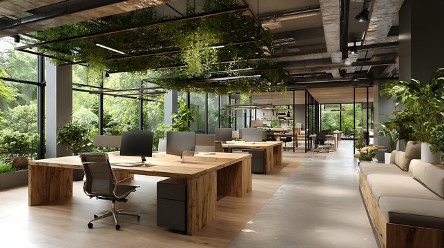 Co, working space office and sharing desk in corporate workspace