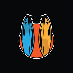 Surf Board Logo design.surfing beach logo vintage vector illustration template icon design.