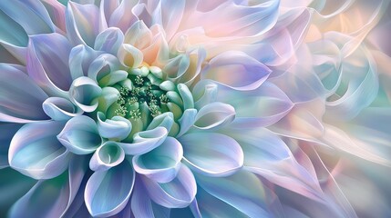 Fototapeta premium A soft and surreal image of a flower where the tips of its colorful petals have tiny, delicate green flowers beginning to bloom.