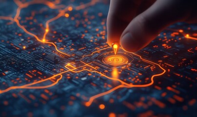 GPS navigation map showing start and end locations with colorful pins representing efficient travel and digital guidance
