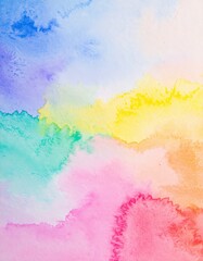 Fototapeta premium A vibrant watercolor painting featuring a harmonious blend of colors, showcasing abstract shapes and fluid brushstrokes that evoke a sense of joy and creativity.