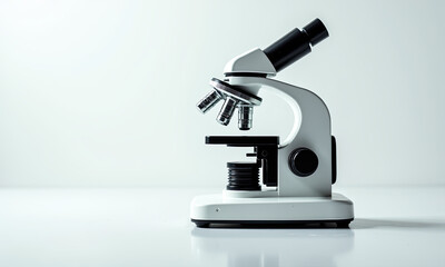 Modern White Microscope, Science Lab Equipment - Minimalist aesthetic