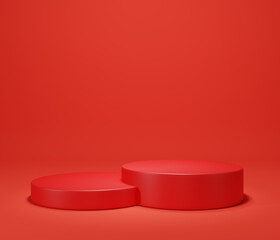  3D red cylinder podium