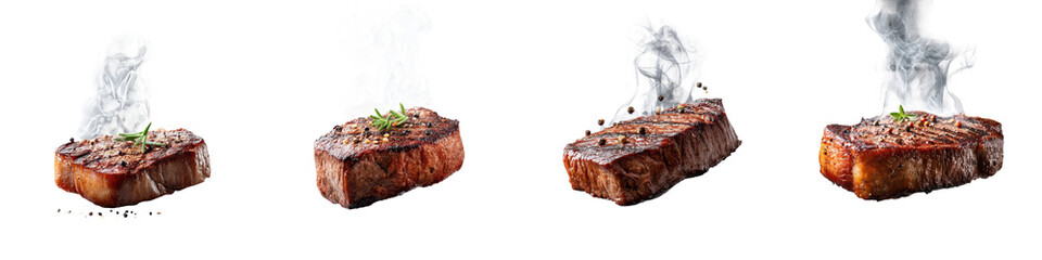 Delicious Grilled Steaks with Smoky Aroma - Perfect for Culinary Promotions, Cooking Blogs, or Restaurant Menus