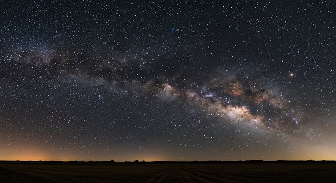 Milky Way Over Field at Night