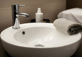 Fototapeta premium Bathroom sink detail shot