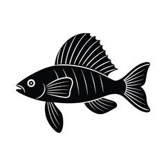 Stylized Black and White Fish Illustration Simple Aquatic Animal Design