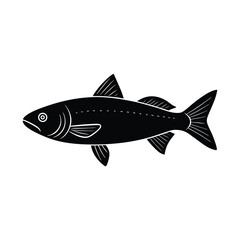Elegant Black and White Fish Illustration Aquatic Life, Marine Theme Vector Graphic