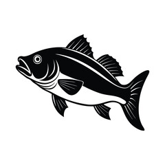Monochromatic Fish Illustration Vector Graphic of a Swimming Fish