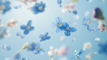 dreamy small blue flowers background.ai generative