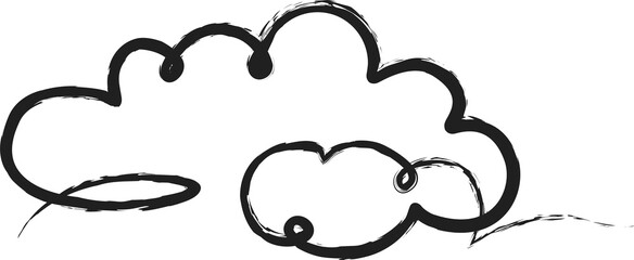Cloud brush strokes, chalk, ink, pen