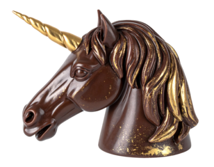 Dark Chocolate Unicorn Head with Gold Accents