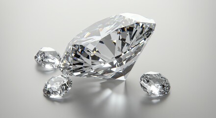 Shiny Diamond Gems on Gray