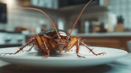 Cockroach on a plate in a kitchen (1)