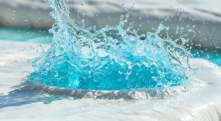 Water Splash Over White Stone