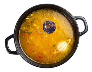 Golden Soup with Miniature Solar System