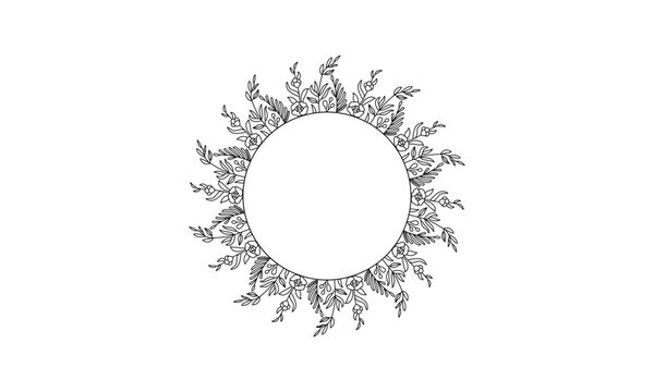 Wildflower Circle Frame Vector