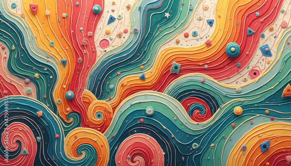 Poster colorful abstract swirls and shapes: a playful and vibrant artistic design
