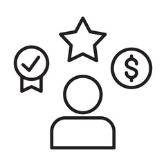 Businessman achievement icon. Success target milestone icon. Icon symbol of win, goal, victory, success. Vector illustration 