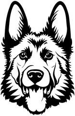 German Shepherd Dog Head Illustration.
