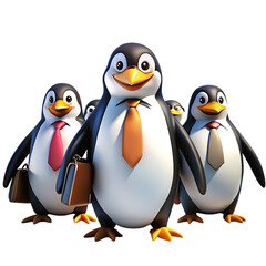 Adorable Business Penguins: Teamwork, Cartoon Animals, Corporate Mascot, Penguin Illustration