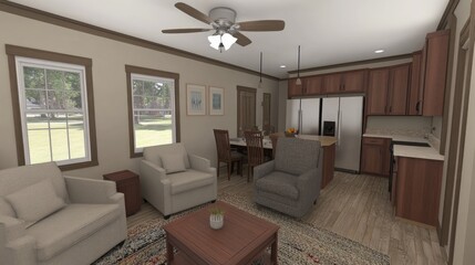 Fototapeta premium Interior view of a small, modern home design.