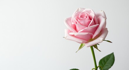 Naklejka premium Pink Rose on a White Background