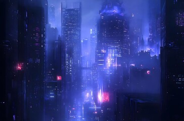 Fototapeta premium Cyberpunk Cityscape at Night