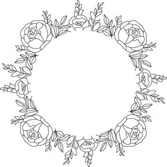 Hand Drawn Floral Circle Frame