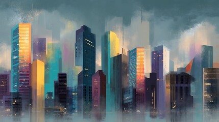 Fototapeta premium Cityscape elegance, digital art illustration