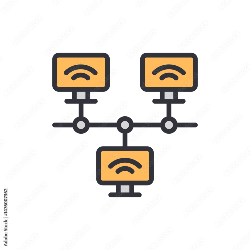 Poster connected computer network system for data transmission and communication